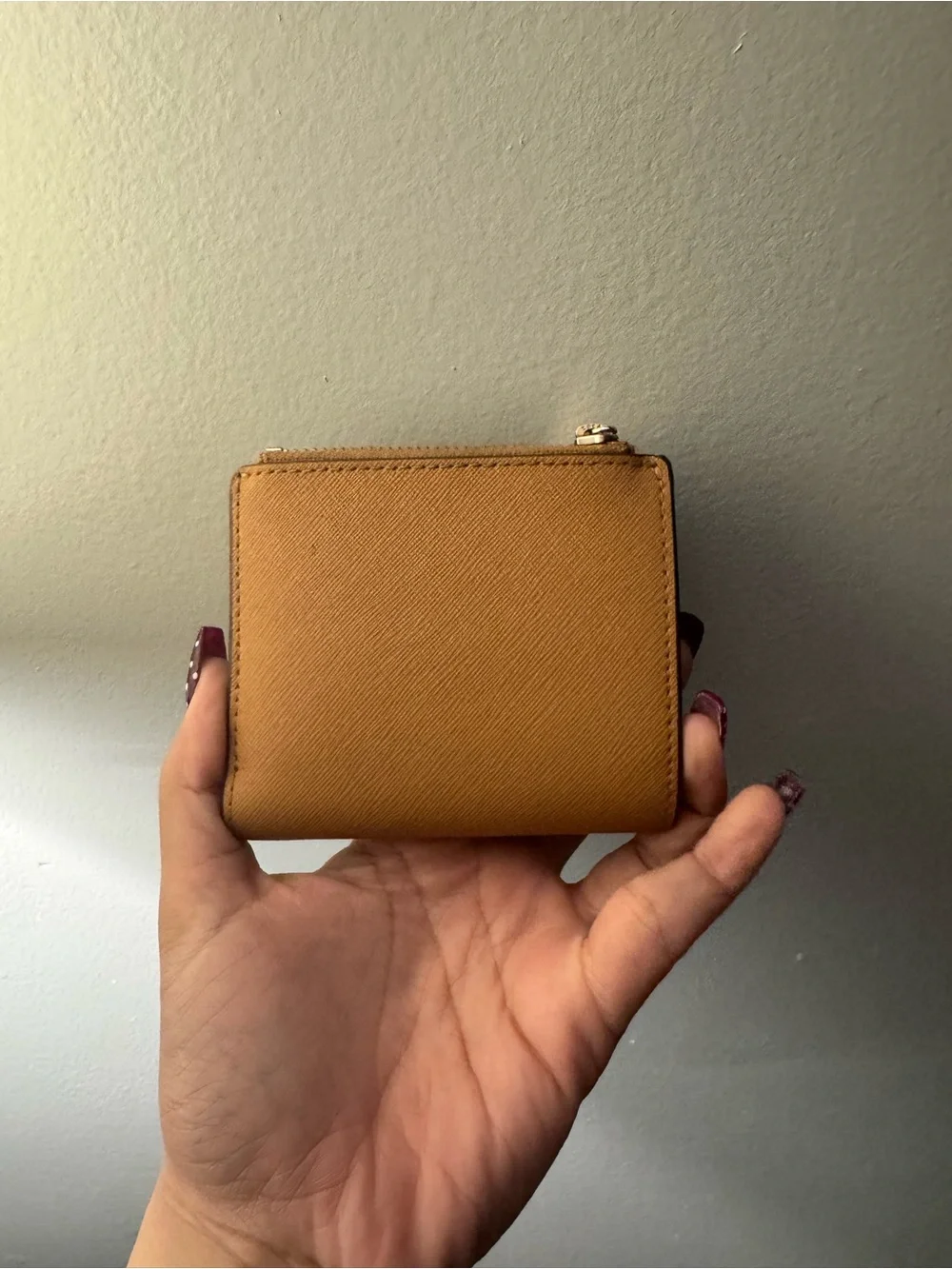 Tory Burch Pebbled Saffiano Leather Wallet in Mustard